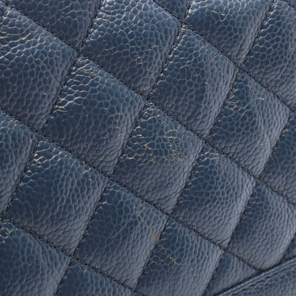 マトラッセ シングルフラップ チェーンショルダーバッグ キャビアスキン ネイビー ゴールド金具 シャネル バッグ CHANEL
