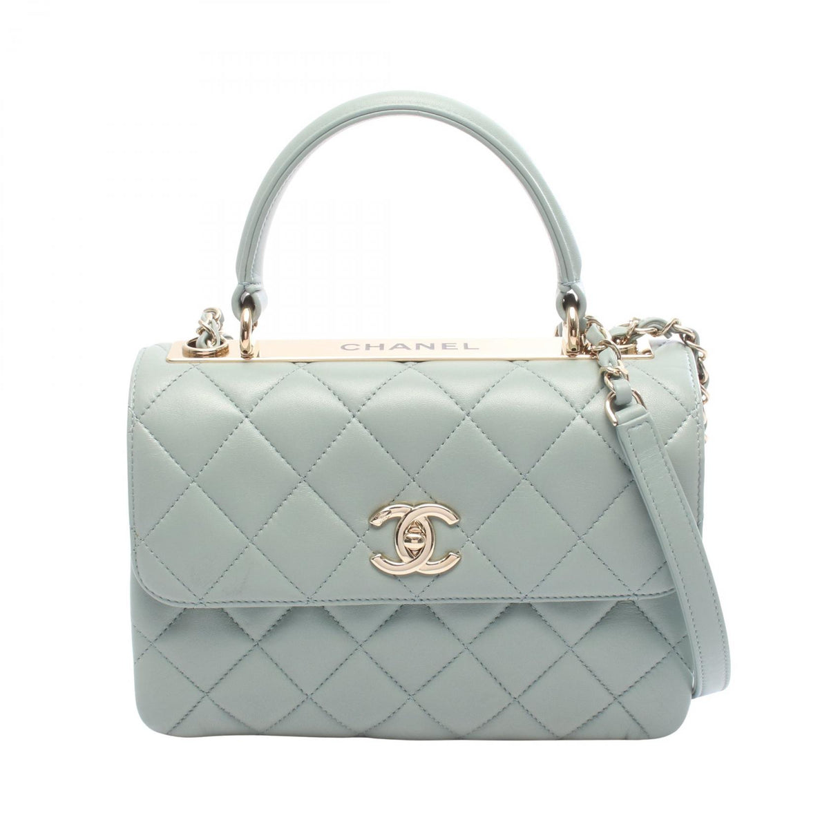 シャネル トレンディCC ショルダーバッグ スモール トップハンドル フラップ 2WAY ショルダーバッグ グリーン系 バッグ CHANEL