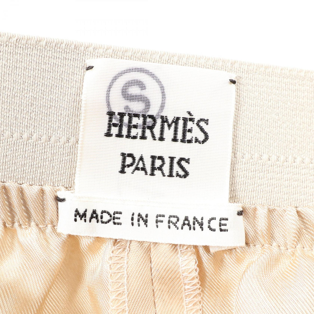 エルメス センタープレス パンツ ベージュ系 シルク ボトムス HERMES