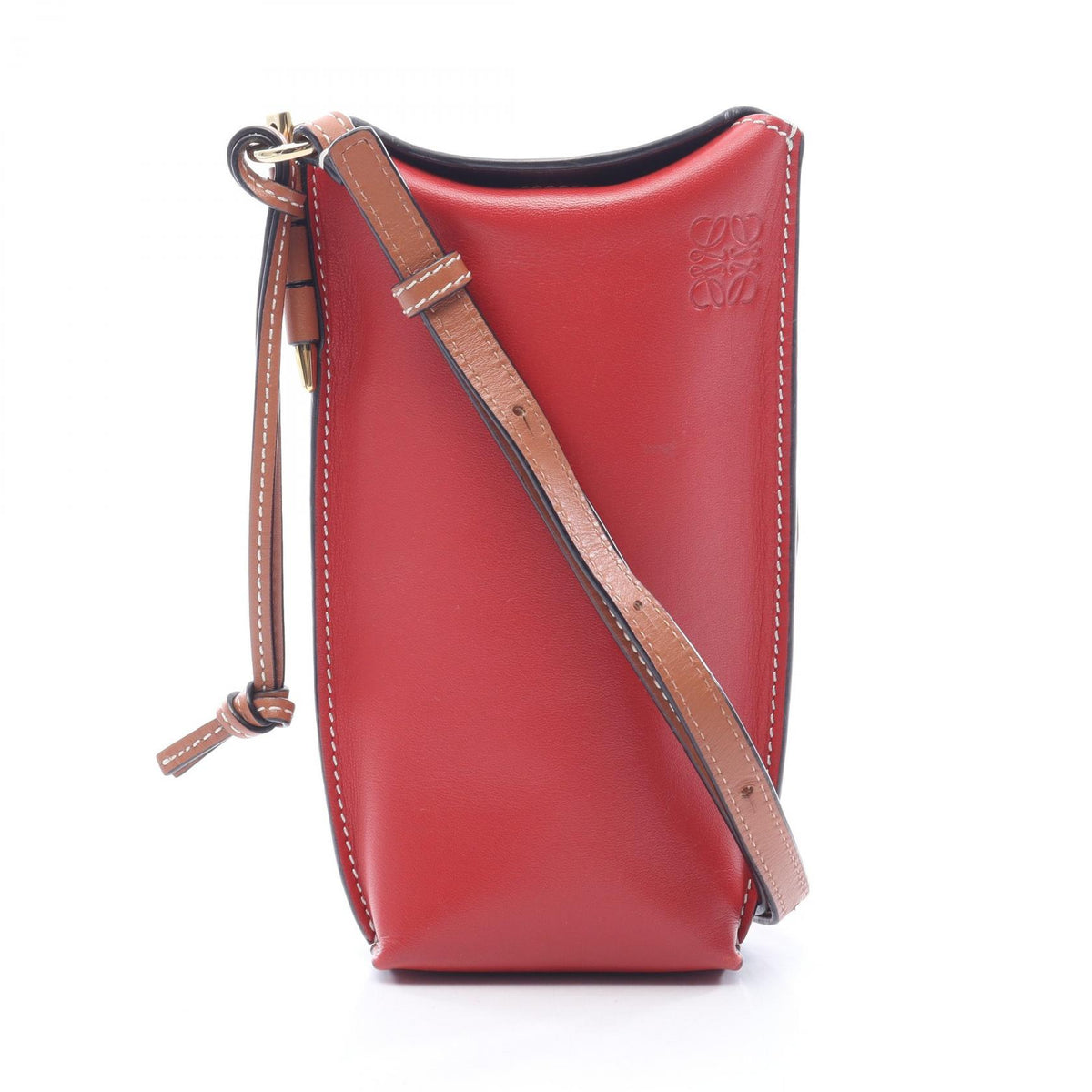 ロエベ GATE POCKET ゲートポケット ショルダーバッグ レッド系 ボルドー系 バッグ LOEWE