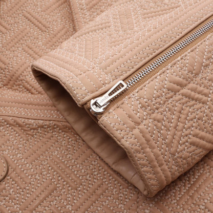 エルメス 幾何学模様 革ジャン ベージュ系 アウター HERMES