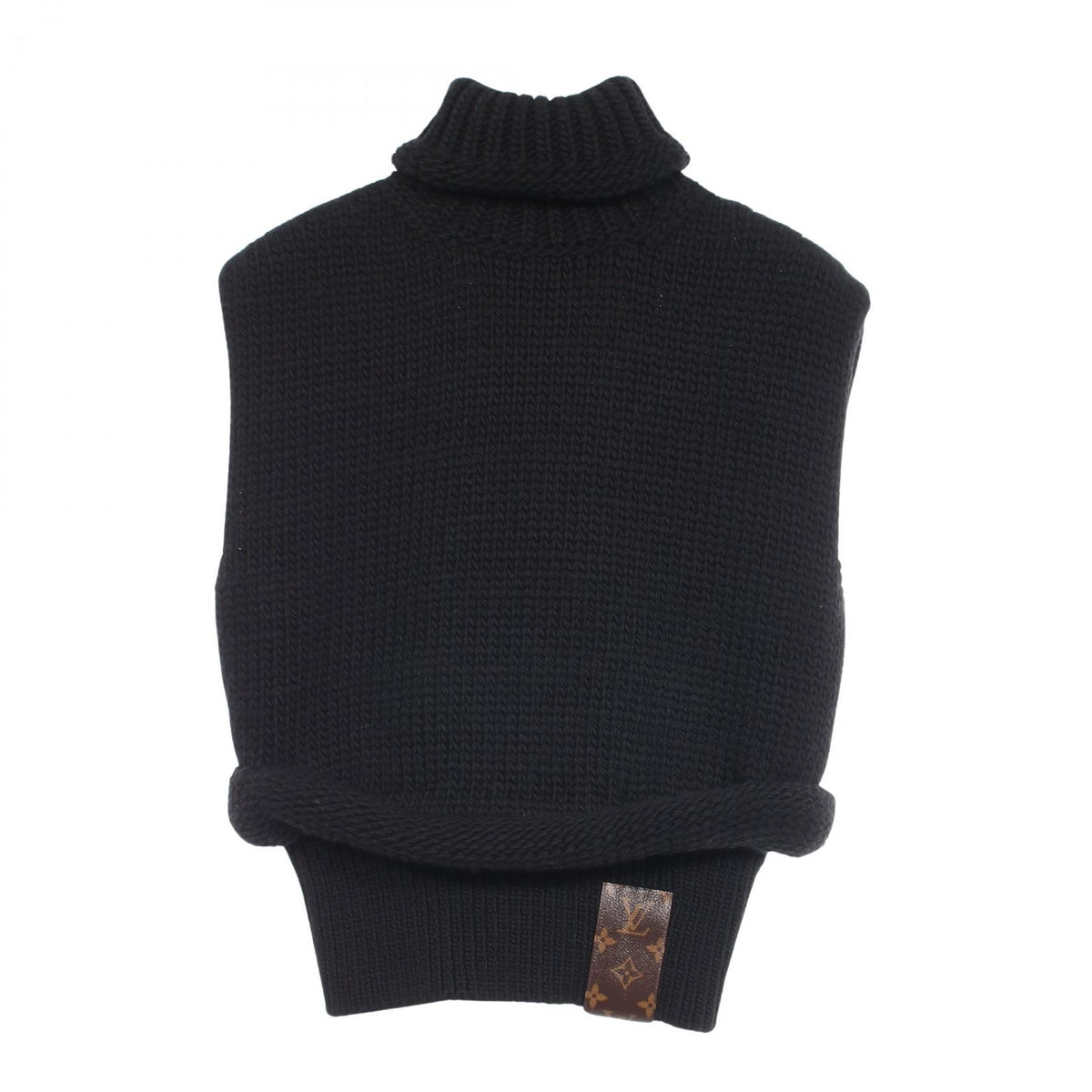 ルイ・ヴィトン モノグラムパッチ タートルネック ノースリーブ ニット ブラック系 トップス LOUIS VUITTON