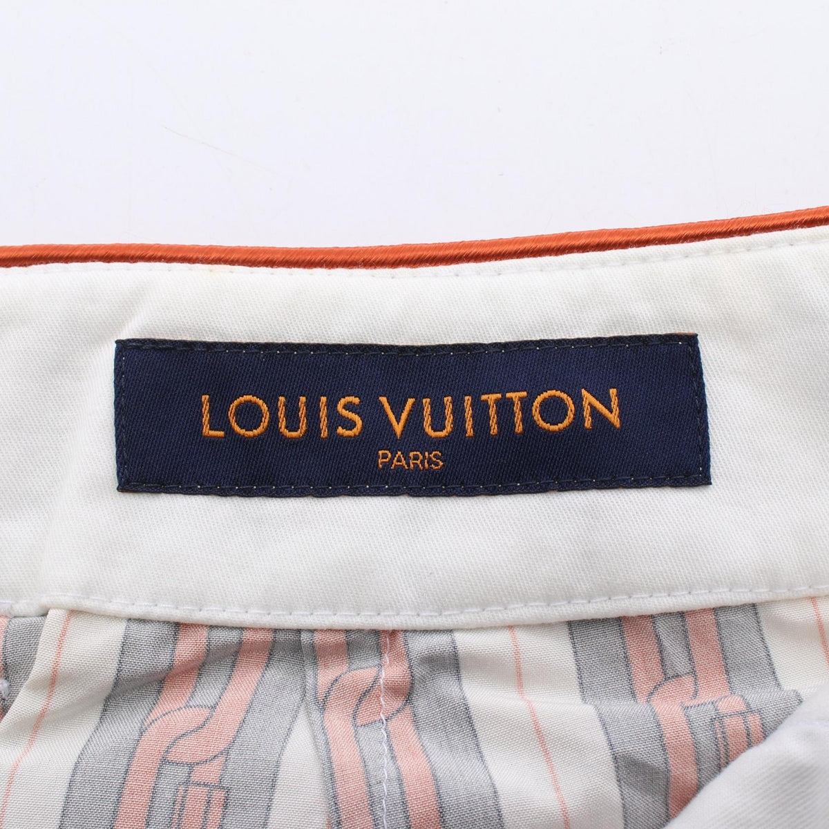 ルイ・ヴィトン チェーンデザイン ストライプ パジャマロング パンツ オレンジ系 ホワイト系 グレー系 オレンジ ボトムス LOUIS VUITTON