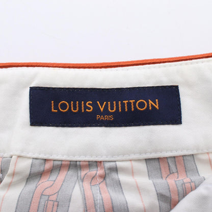 ルイ・ヴィトン チェーンデザイン ストライプ パジャマロング パンツ オレンジ系 ホワイト系 グレー系 オレンジ ボトムス LOUIS VUITTON