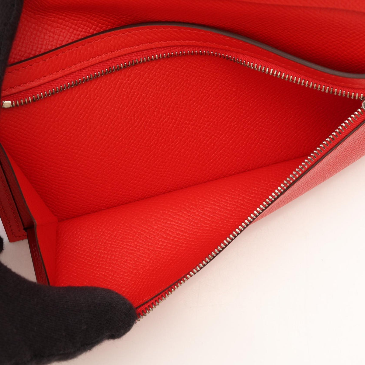 エルメス ベアンスフレ ルージュトマト 二つ折り長財布 レッド系 ヴォーエプソン 財布・小物 HERMES