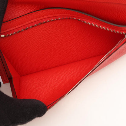 エルメス ベアンスフレ ルージュトマト 二つ折り長財布 レッド系 ヴォーエプソン 財布・小物 HERMES