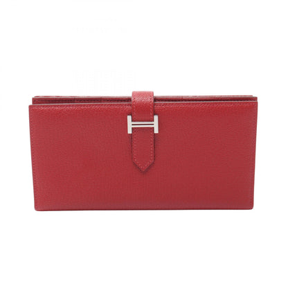 エルメス ベアンスフレ ルージュカザック 二つ折り長財布 レッド系 シェーブル 財布・小物 HERMES