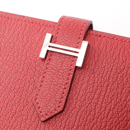 エルメス ベアンスフレ ルージュカザック 二つ折り長財布 レッド系 シェーブル 財布・小物 HERMES