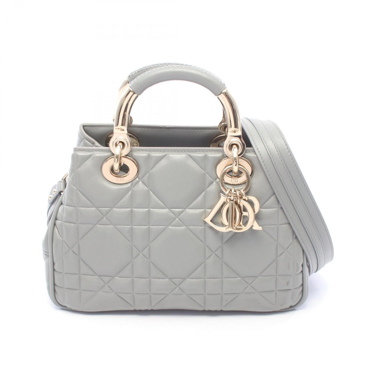 ディオール レディ 95.22 スモール カナージュ 2WAY ハンドバッグ グレー系 バッグ DIOR