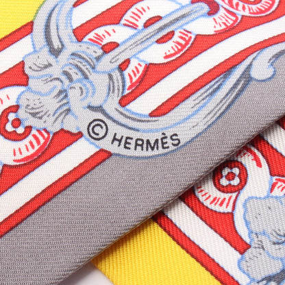 エルメス ツイリー BRIDE DE COUR スカーフ グレー系 イエロー系 マルチカラー シルク 財布・小物 HERMES