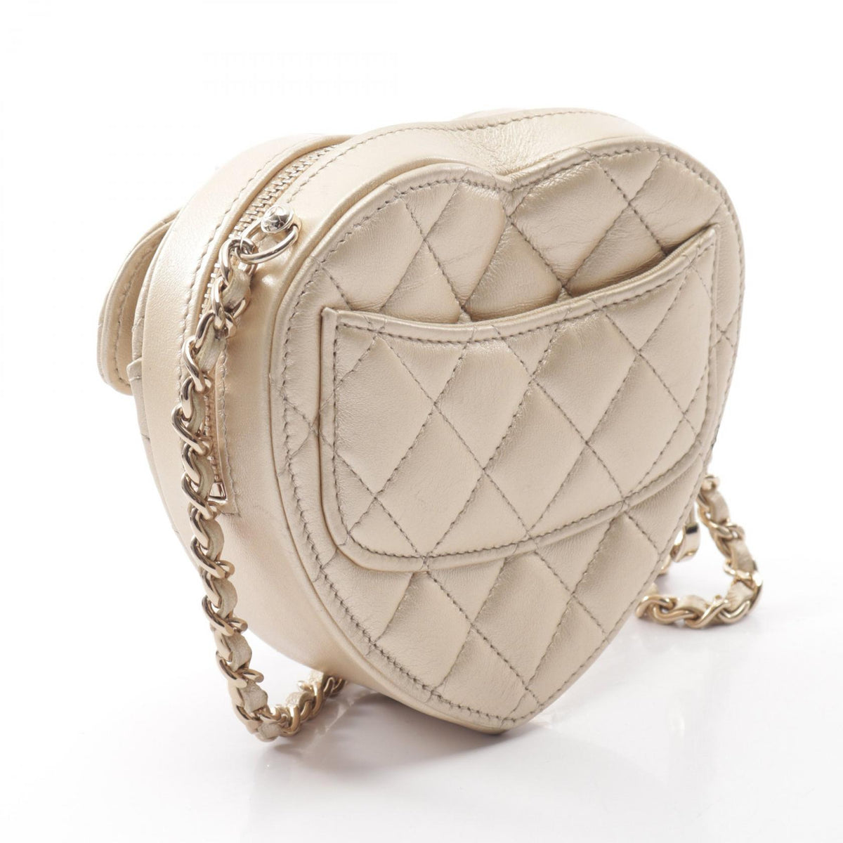 シャネル ハート チェーン クラッチ バッグ マトラッセ ショルダーバッグ ゴールド系 バッグ CHANEL
