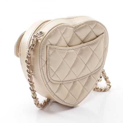 シャネル ハート チェーン クラッチ バッグ マトラッセ ショルダーバッグ ゴールド系 バッグ CHANEL
