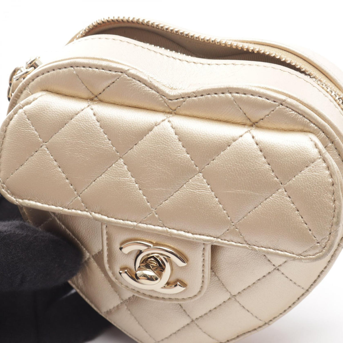 シャネル ハート チェーン クラッチ バッグ マトラッセ ショルダーバッグ ゴールド系 バッグ CHANEL
