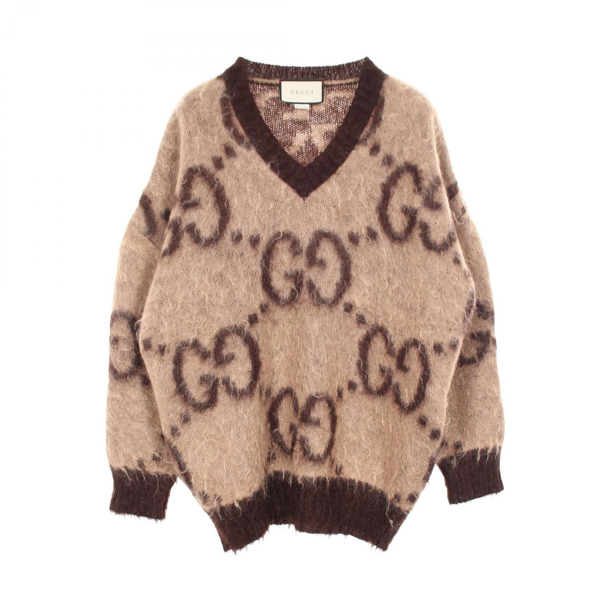 グッチ GG柄 Vネック ニット ブラウン系 トップス GUCCI