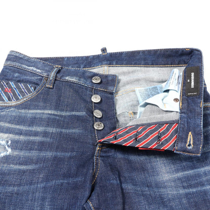 ディースクエアード Skater Jean ダメージ ウォッシュ加工 デニムパンツ ネイビー系 ボトムス DSQUARED2