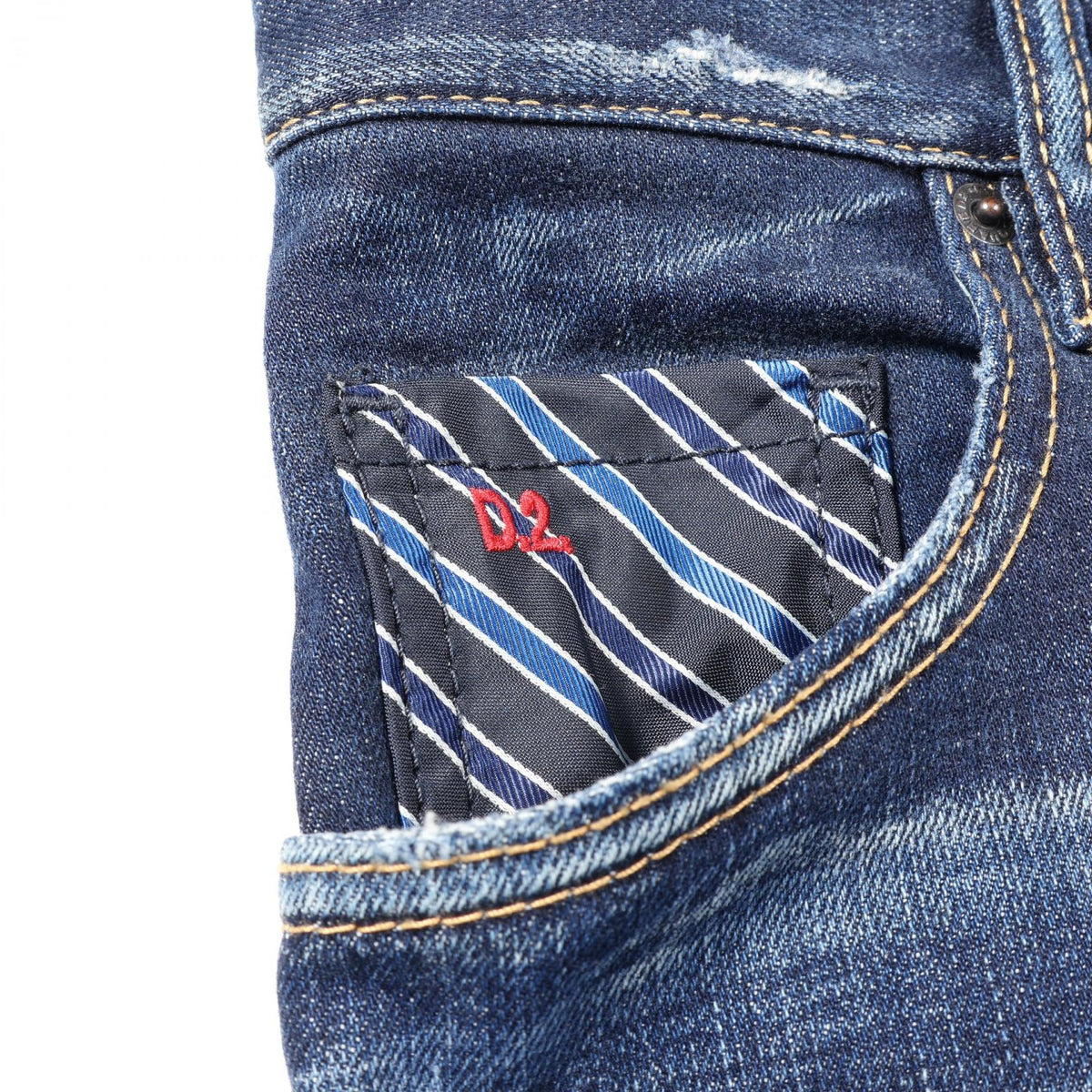 ディースクエアード Skater Jean ダメージ ウォッシュ加工 デニムパンツ ネイビー系 ボトムス DSQUARED2