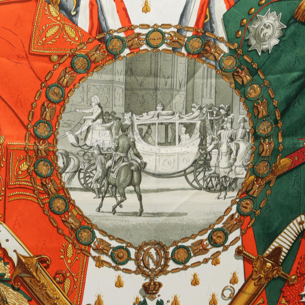 エルメス カレ90 NAPOLEON スカーフ グリーン系 マルチカラー シルク 財布・小物 HERMES