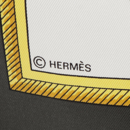 エルメス カレ90 LES VOITURES A TRANSFORMATION スカーフ グリーン系 マルチカラー シルク 財布・小物 HERMES