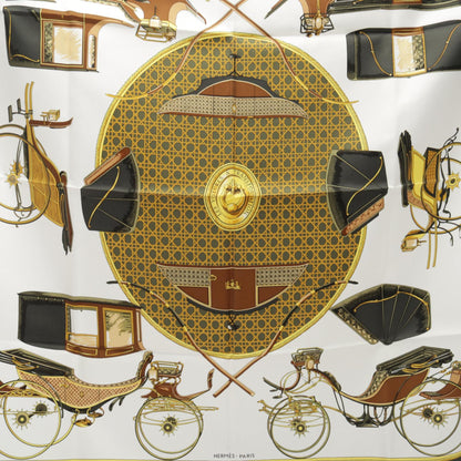 エルメス カレ90 LES VOITURES A TRANSFORMATION スカーフ グリーン系 マルチカラー シルク 財布・小物 HERMES