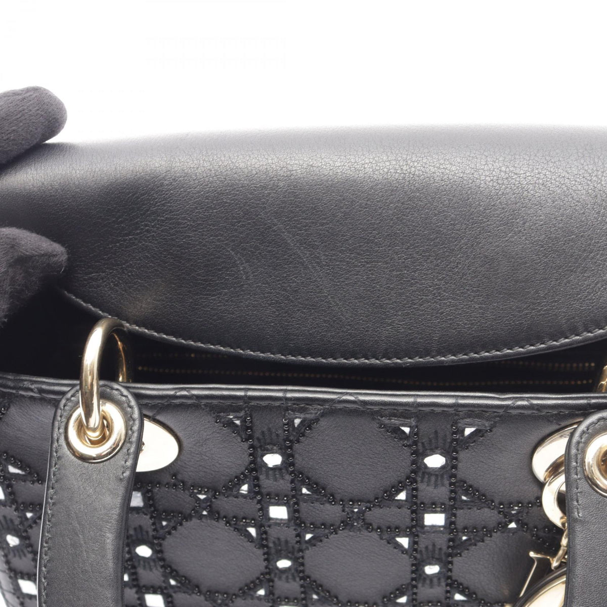 ディオール LADY DIOR レディディオール カナージュ 2WAY ハンドバッグ ブラック系 バッグ DIOR