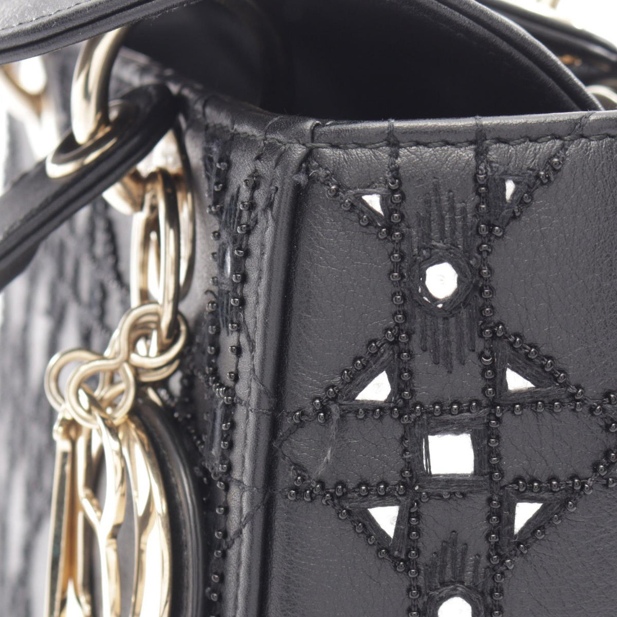 ディオール LADY DIOR レディディオール カナージュ 2WAY ハンドバッグ ブラック系 バッグ DIOR
