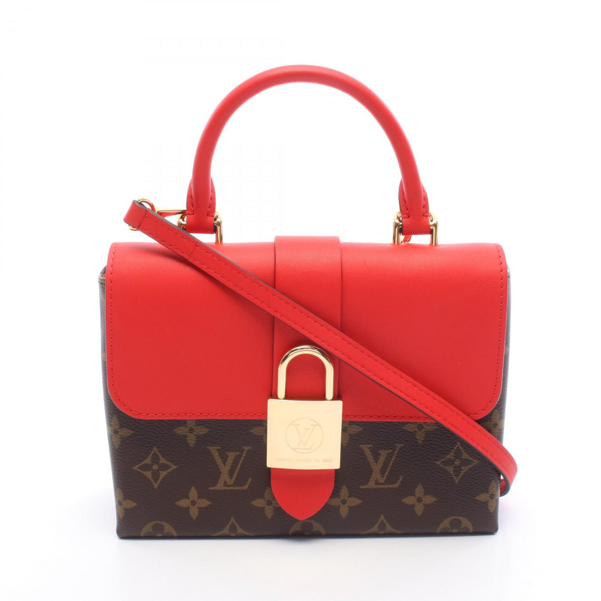 ルイ・ヴィトン ロッキーBB モノグラム コクリコ 2WAY ハンドバッグ ブラウン系 レッド系 レッド バッグ LOUIS VUITTON