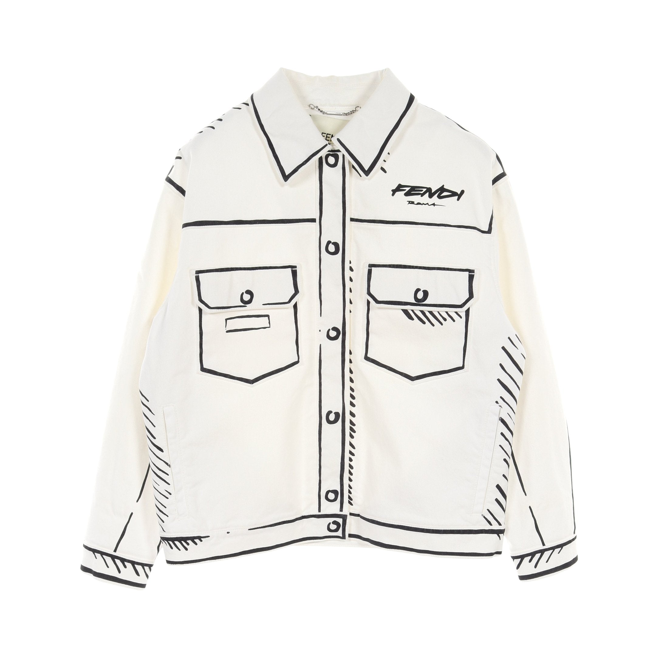 FENDI × Joshua Vides デニムジャケット コットン ホワイト ブラック
