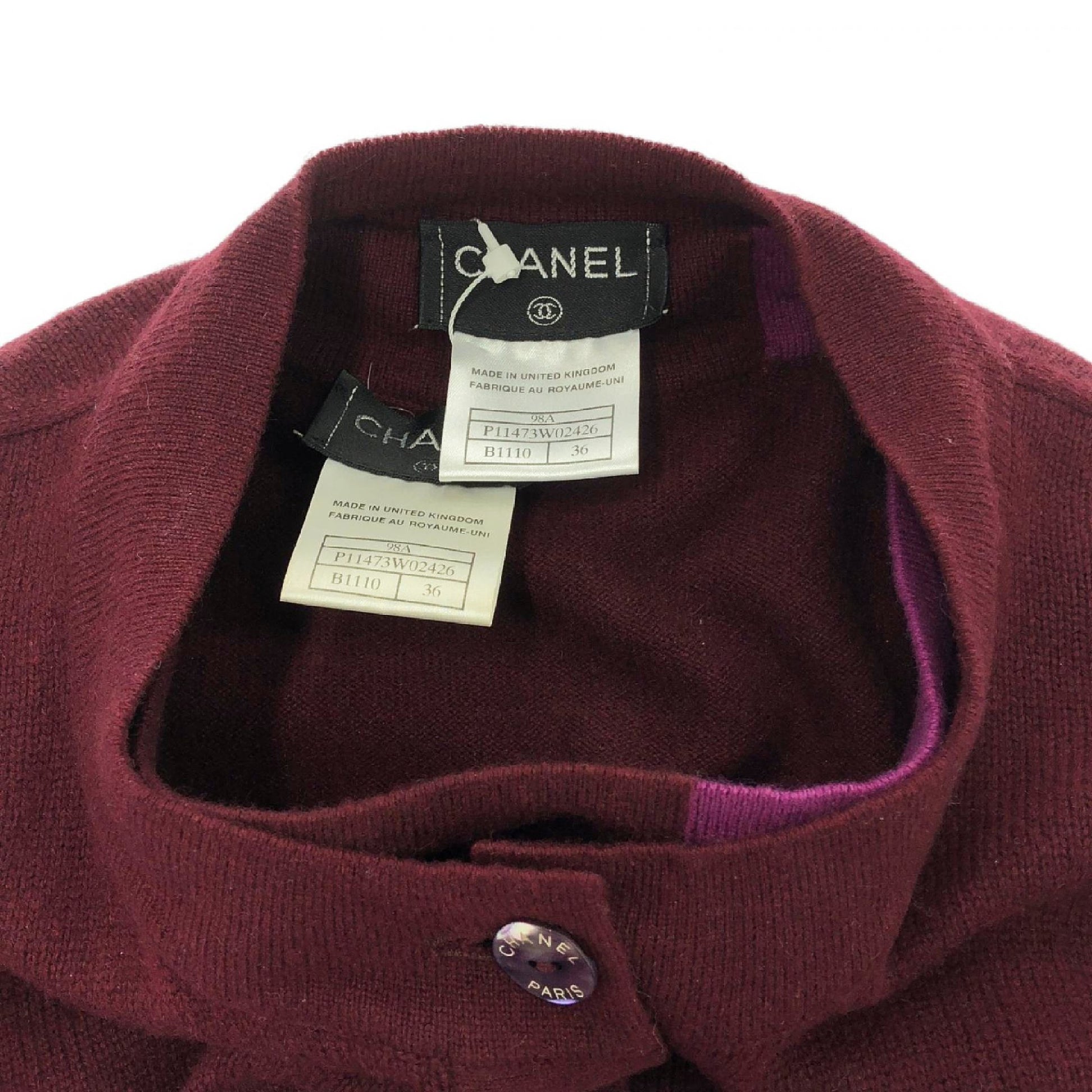 ニットセット アンサンブル カシミヤ ボルドー シャネル トップス CHANEL