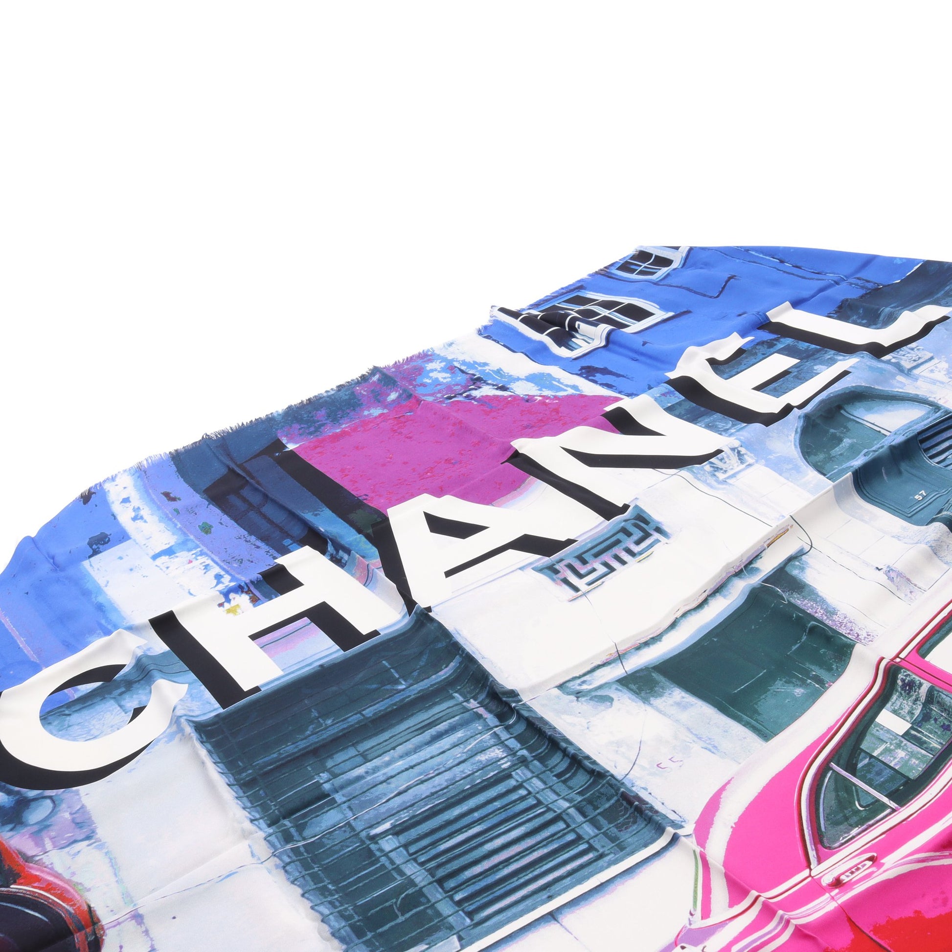 ストール ショール 車プリント ロゴ シルク ピンクパープル マルチカラー シャネル 財布・小物 CHANEL
