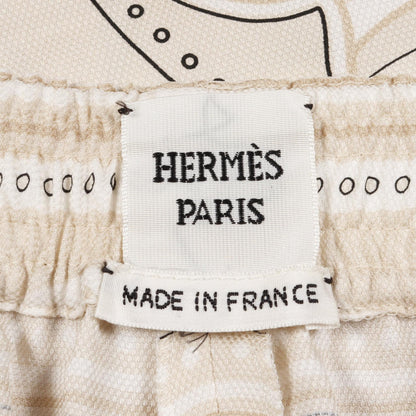 エルメス Candy Libris Bandana パンツ ベージュ系 シルク ボトムス HERMES