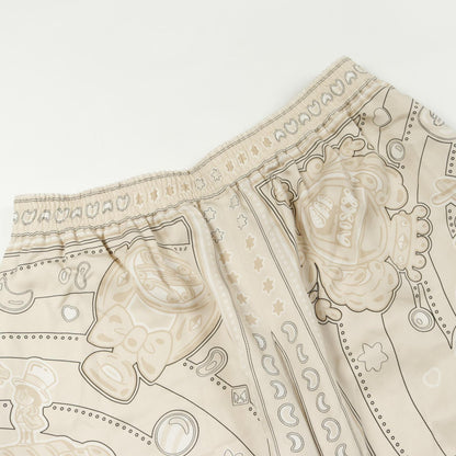 エルメス Candy Libris Bandana パンツ ベージュ系 シルク ボトムス HERMES