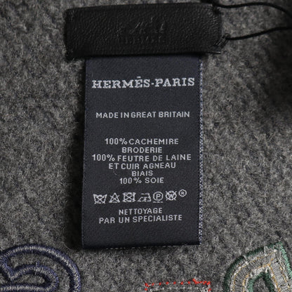 エルメス TAPIS DE SELLE ポンチョ ネイビー系 グレー系