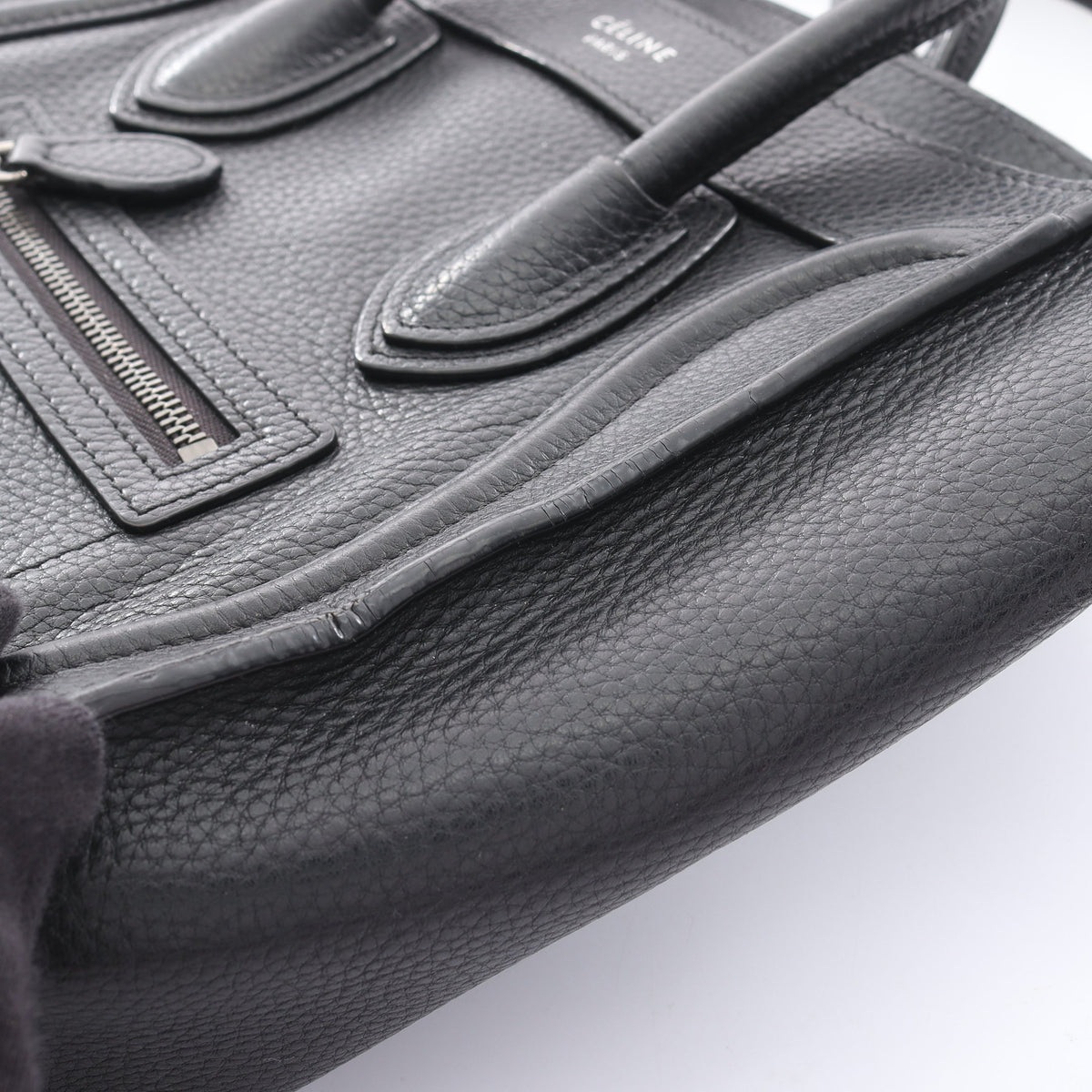 ラゲージ ナノショッパー ハンドバッグ レザー ブラック 2WAY セリーヌ バッグ CELINE