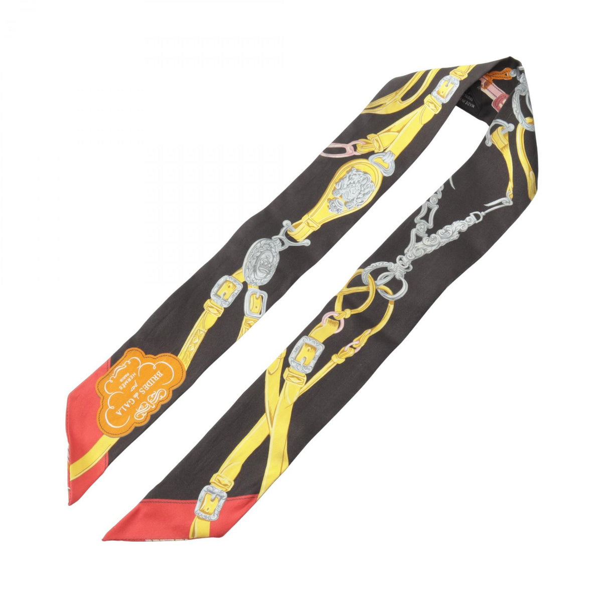 エルメス ツイリー BRIDES de GALA Applique Pique リボン スカーフ ブラック系 マルチカラー シルク 財布・小物 HERMES