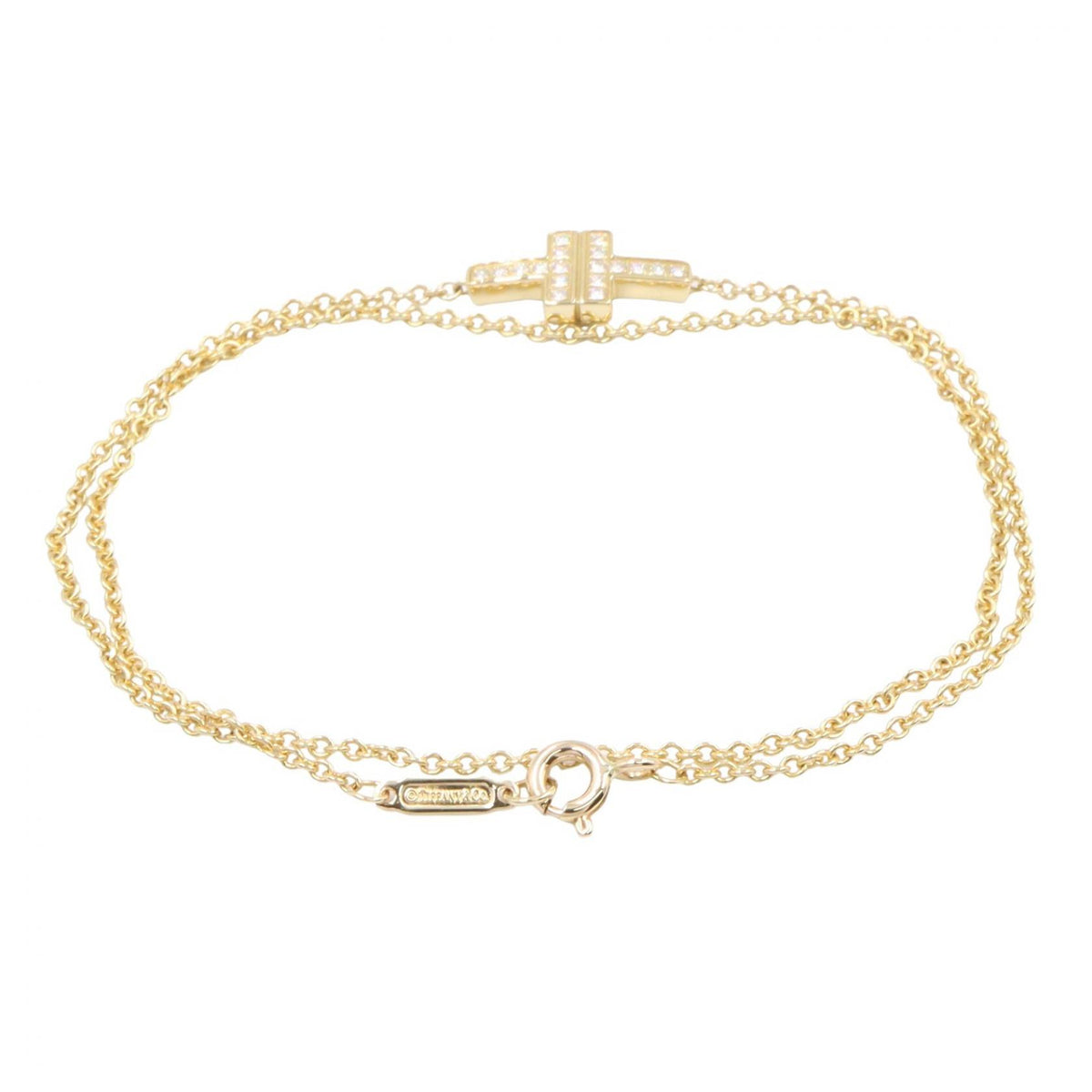 ティファニー T TWO ダブルチェーン ブレスレット ブレスレット ゴールド系 クリア系 アクセサリー TIFFANY＆CO
