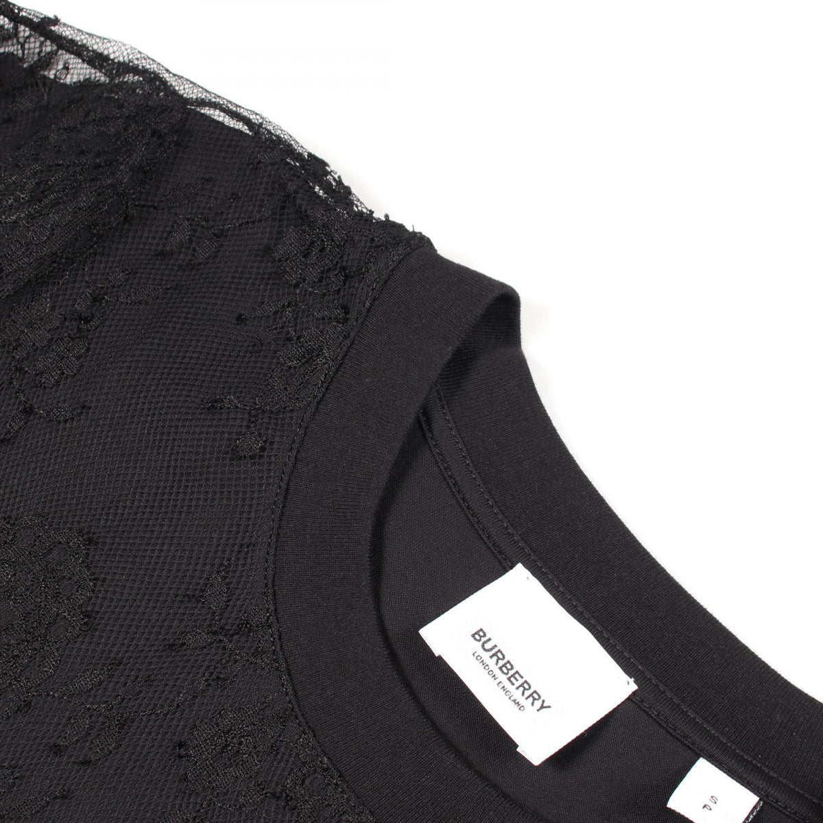 バーバリー 総レース ロゴプリント 半袖Tシャツ ブラック系 トップス BURBERRY