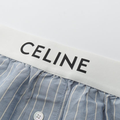 セリーヌ ストライプ パジャマショーツ パンツ ブルー系 ホワイト系 ボトムス CELINE
