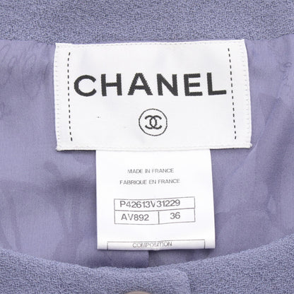 シャネル ココマークボタン ツイード ノーカラージャケット パープル系 アウター CHANEL