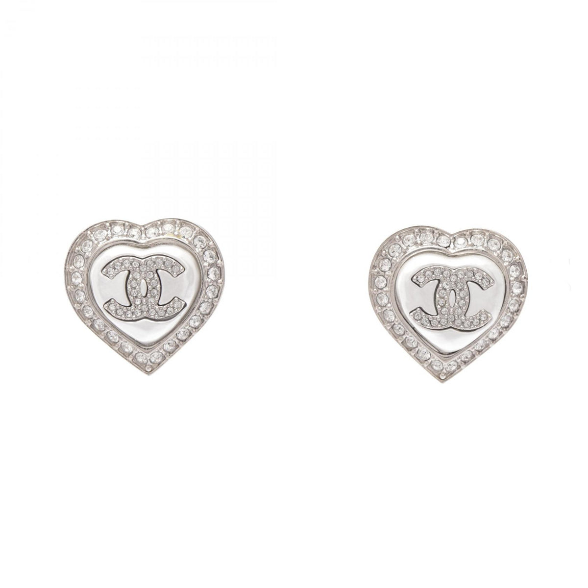 シャネル ハート ココマーク B23B ピアス シルバー系 ホワイト系 クリア系 アクセサリー CHANEL