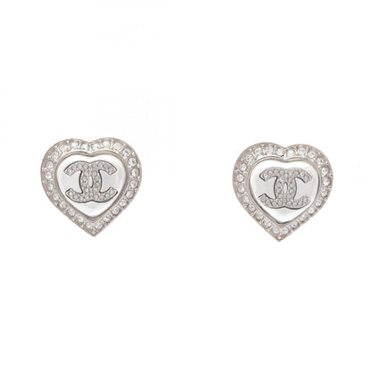 シャネル ハート ココマーク B23B ピアス シルバー系 ホワイト系 クリア系 アクセサリー CHANEL