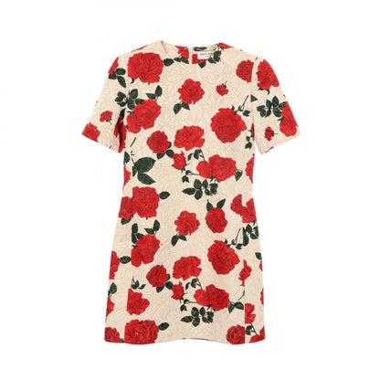 サンローランパリ 花柄 半袖 ワンピース アイボリー系 レッド系 グリーン系 ワンピース SAINT LAURENT PARIS