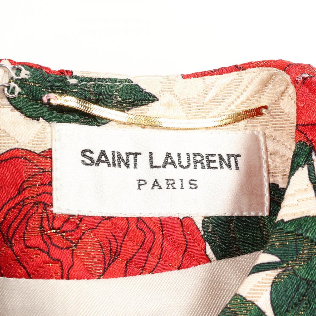 サンローランパリ 花柄 半袖 ワンピース アイボリー系 レッド系 グリーン系 ワンピース SAINT LAURENT PARIS