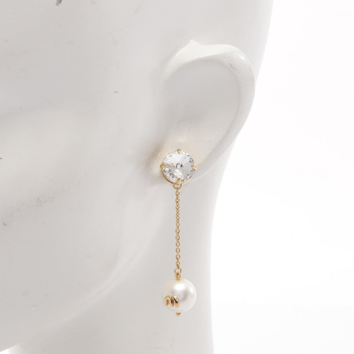 ミュウ ミュウ ピアス ゴールド系 クリア系 ホワイト系 アクセサリー MIU MIU