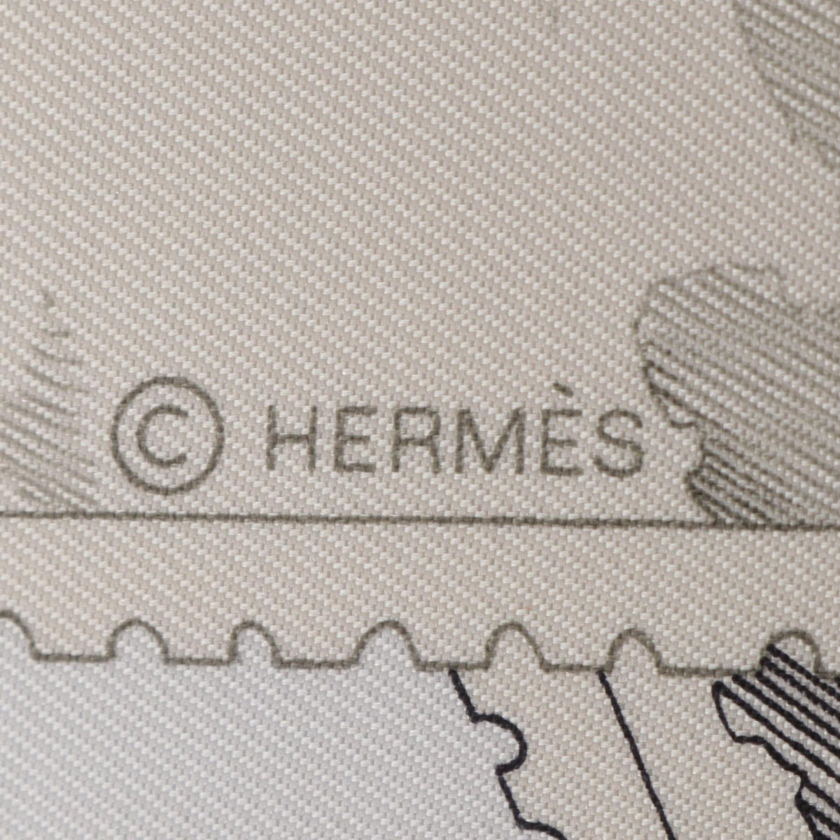 エルメス カレ90 Le Philatéliste du Faubourg スカーフ ホワイト系 グレー系 シルク 財布・小物 HERMES