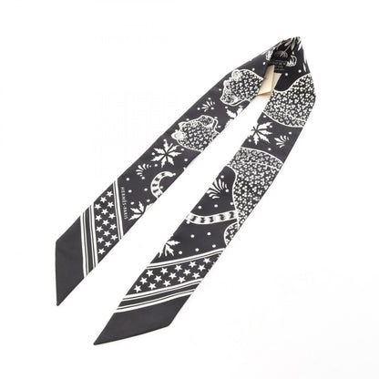 エルメス ツイリー Les Leopards Bandana スカーフ ブラック系 ホワイト系 シルク 財布・小物 HERMES