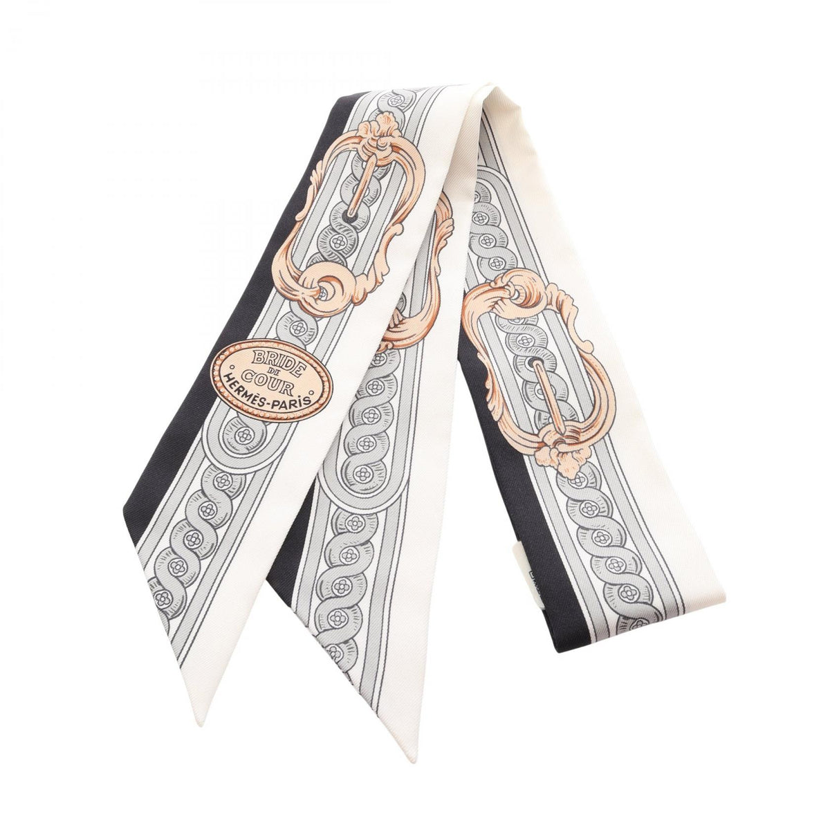 エルメス ツイリー BRIDE DE COUR スカーフ ホワイト系 ブラック系 グレー系 シルク 財布・小物 HERMES