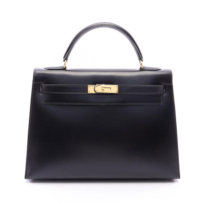 エルメス ケリー32 外縫い 2WAY ハンドバッグ ブラック系 ボックスカーフ バッグ HERMES