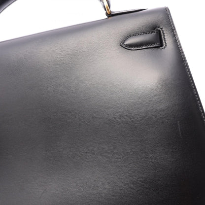 エルメス ケリー32 外縫い 2WAY ハンドバッグ ブラック系 ボックスカーフ バッグ HERMES