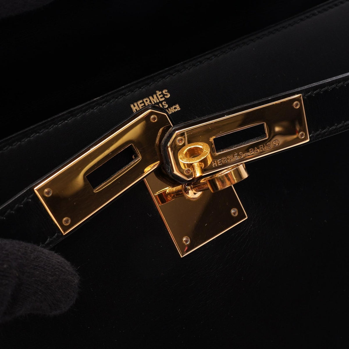 エルメス ケリー32 外縫い 2WAY ハンドバッグ ブラック系 ボックスカーフ バッグ HERMES