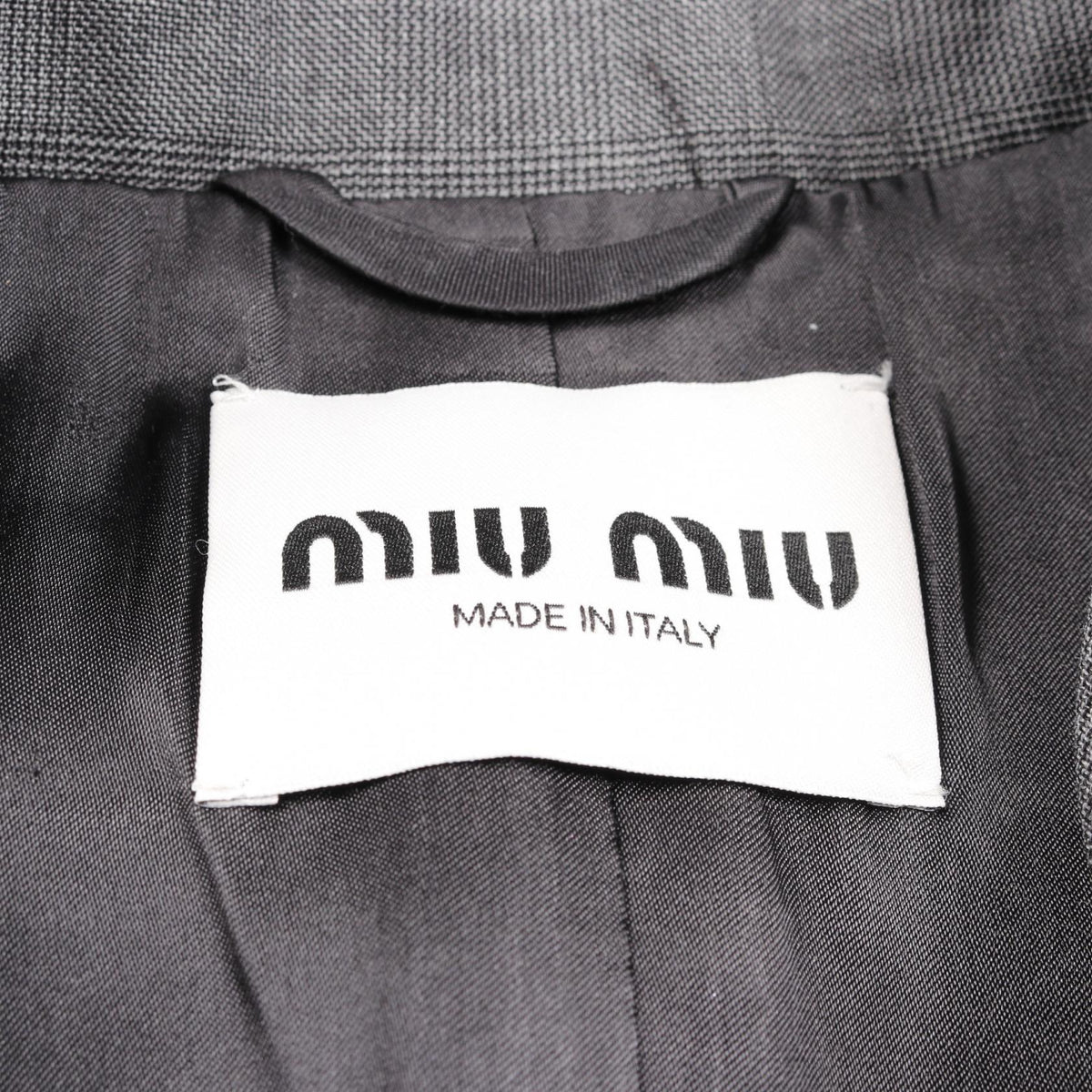 ミュウ ミュウ プリンスオブウェールズチェック テーラードジャケット グレー系 アウター MIU MIU